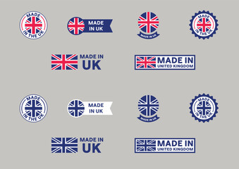 Made in UK badges, icons