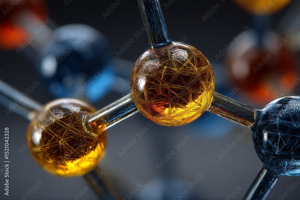 Aufkleber Complex molecular structure with vivid colors and intricate patterns in a scientific setting