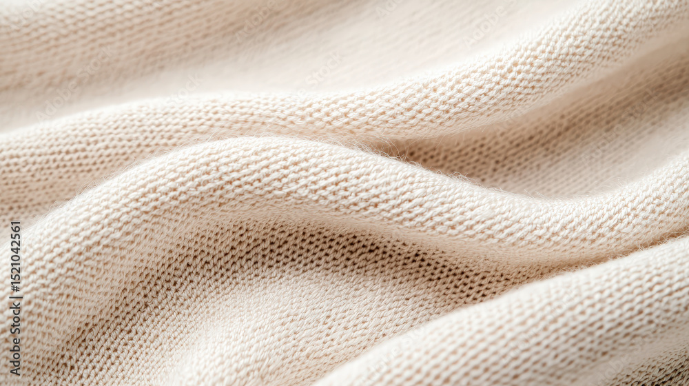 Aufkleber Close up of soft beige fabric showcases its delicate texture and subtle flow, creating sense of warmth and comfort. gentle folds suggest motion and elegance