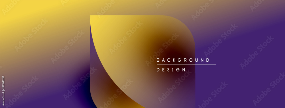 Poster abstract gradient background. yellow, purple hues blend smoothly. minimalist design features text ov