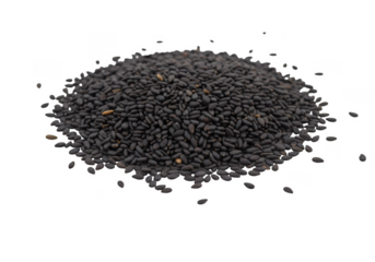 Pile of sesame seeds isolated on transparent background