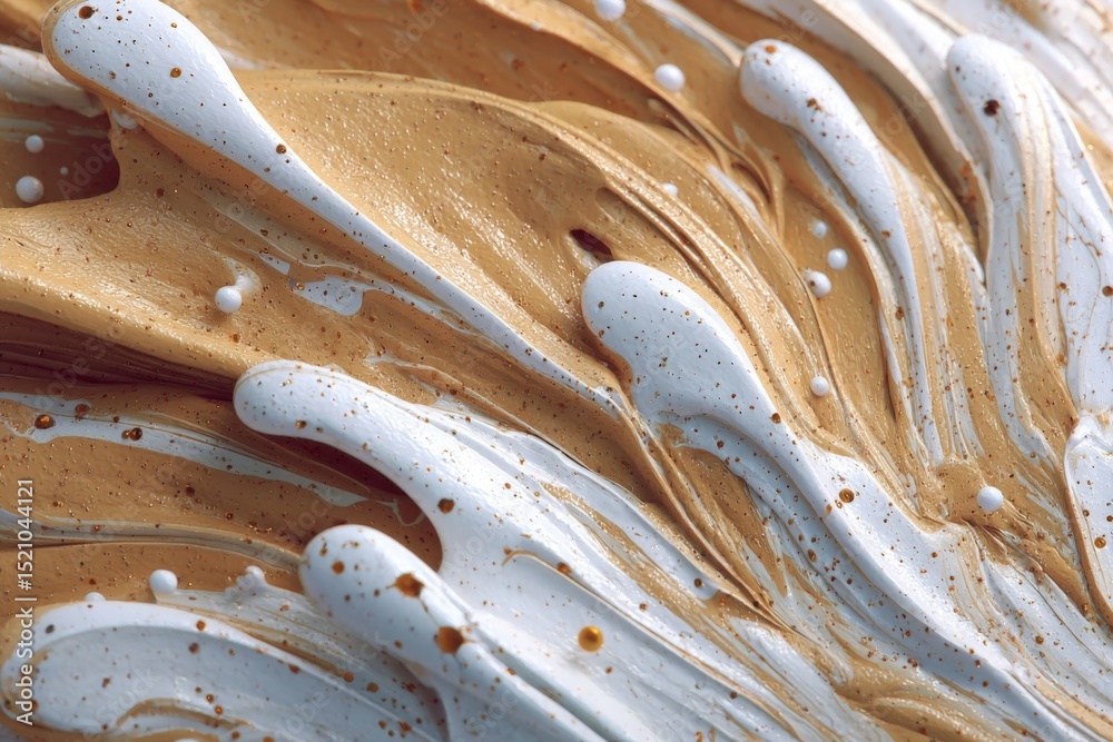 Aufkleber Swirls of creamy texture combine as peanut butter and marshmallow fluff mix together in a delightful culinary creation