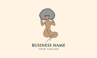 Woman Afro Hair Logo Design.