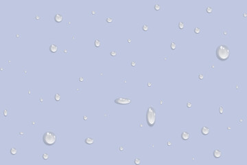 Rain water drops falling on transparent background. Realistic clear water, water drops for creative banner design. Vector.
