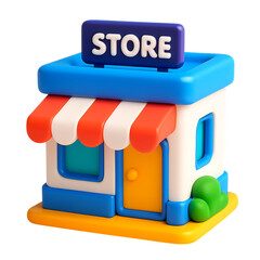 3D icon of Cartoon store building isolated on transparent background