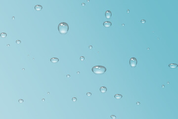 Rain water drops falling on transparent background. Realistic clear water, water drops for creative banner design. Vector.