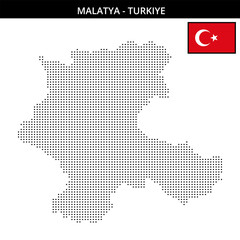 Obraz premium Small square dotted map of malatya in Turkiye