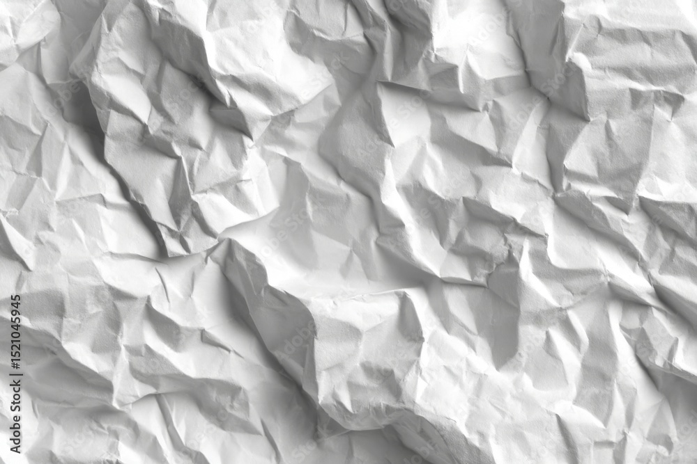 Poster texture of crumpled white paper used for creative backgrounds in design projects
