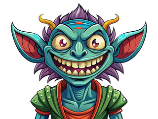 Fototapeta premium Vector cartoon illustration of a cute alien character with oversized eyes perfect for sci-fi designs, games, stickers, and creative branding