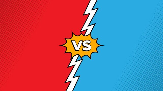 Versus comic style animation, 2D flat simple motion