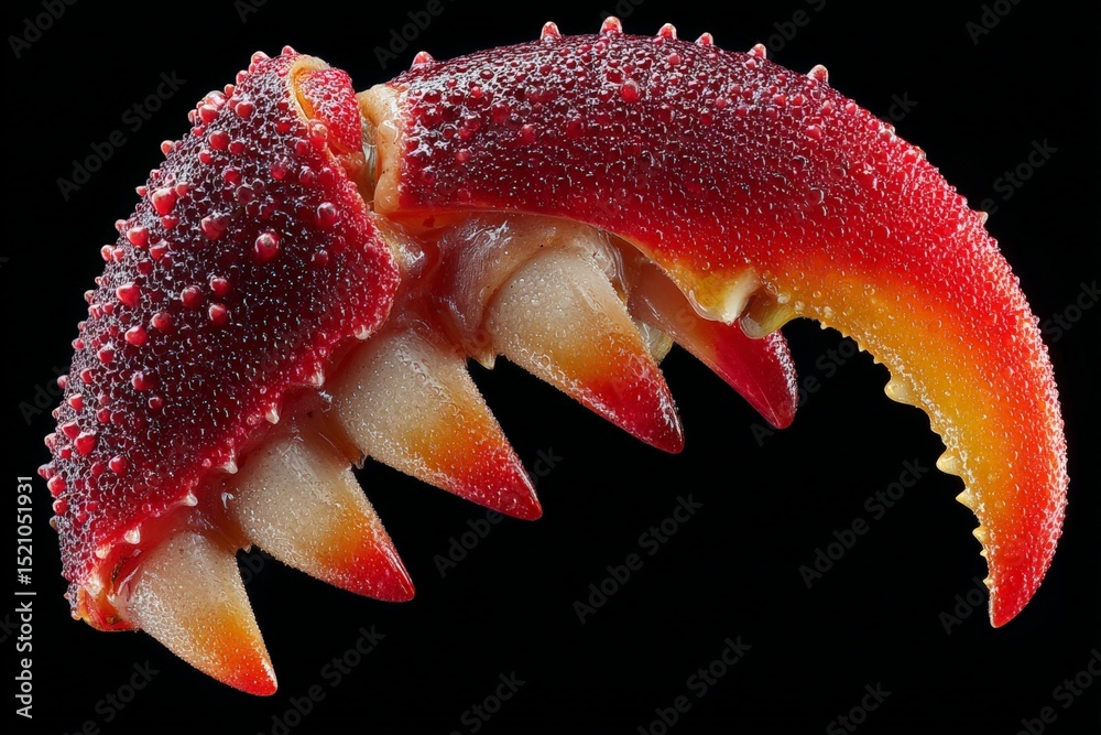 Poster Close-up view of a colorful crustacean claw showcasing intricate textures and details found in marine life
