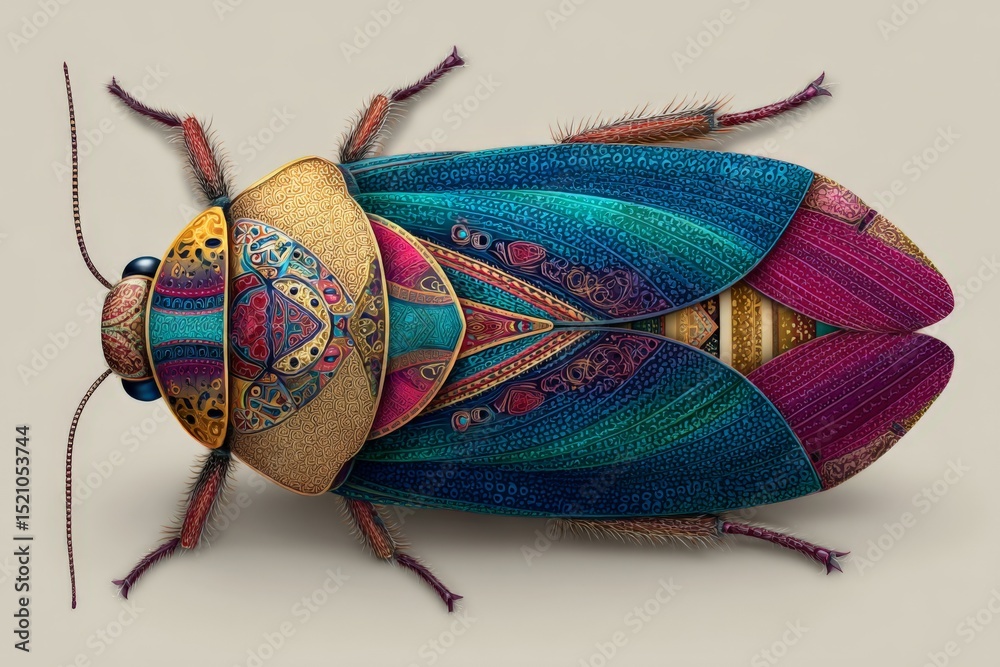 Aufkleber intricate design of a vibrant insect showcasing detailed patterns and vivid colors