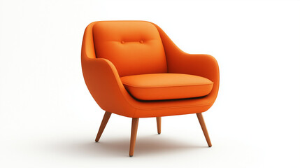 Minimalist orange chair displayed on a white background, ideal for branding, catalogs, or digital presentations.