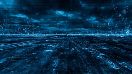 Abstract blue futuristic digital horizon network