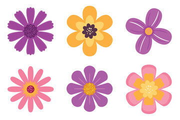 Colorful Flower Icons Set vector illustration