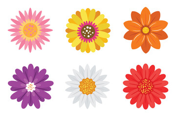 Colorful Flower Icons Set vector illustration