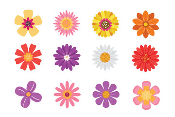Colorful Flower Icons Set vector illustration
