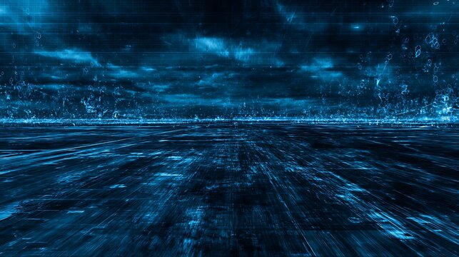 Abstract blue futuristic digital horizon network