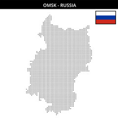 Obraz premium Small square dotted map of Omsk in Russia