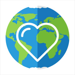 Earth with Heart Shape Vector Illustration Icon Design Modern Global Love