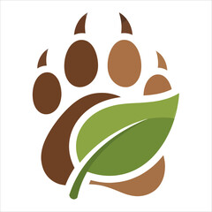 Organic Paw Print and Leaf Icon Vector Illustration Nature Inspired Design
