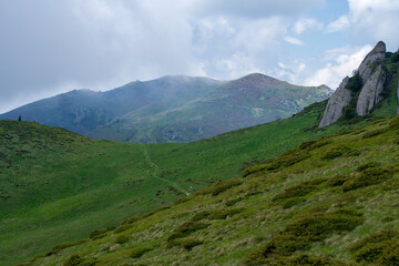 mountain landscape with clouds, Ciucas Mountains, Romania 