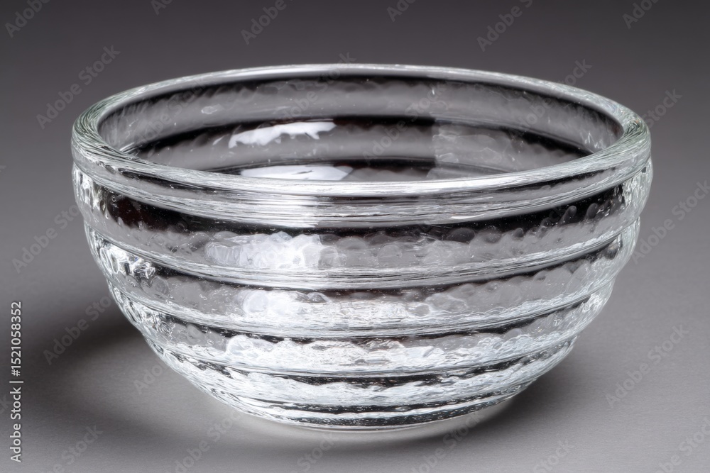 Poster glass bowl with textured surface placed against a dark background showcasing craftsmanship in kitche