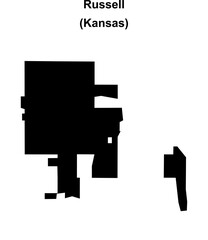 Russell (Kansas) blank outline map