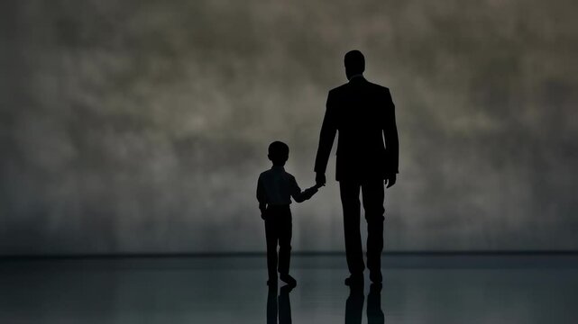 A heartwarming silhouette of a father and son bonding moment together forever