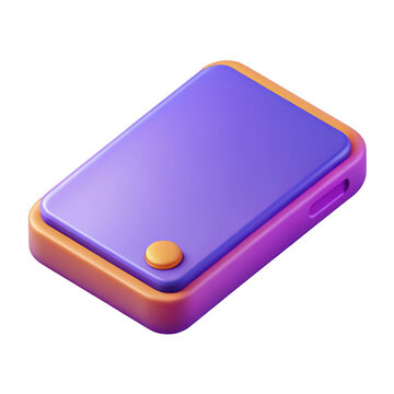 Purple card with golden button isolated on transparent background
