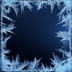 深い青に映える、氷の結晶フレーム