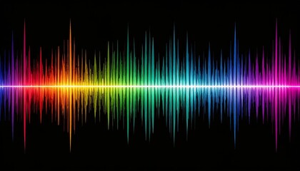 Colorful Rainbow Soundwave Visualization on Black Background