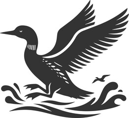 Vector bird loon wildlife animal drawing silhouette