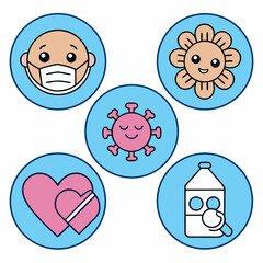 Safety protect icons pack vector illustration