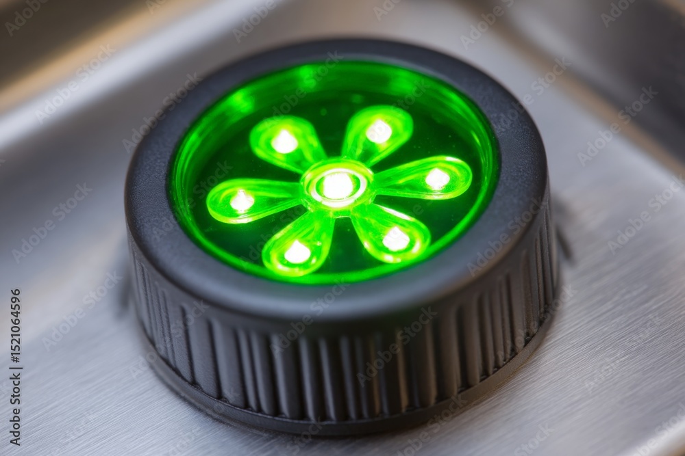 Aufkleber Control panel with green lights illuminated, showcasing an advanced technology interface in a modern setting