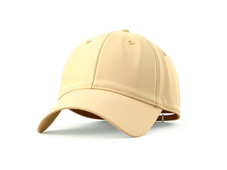 Fototapeta premium Plain yellow cap isolated on white background, front side view. Generative AI