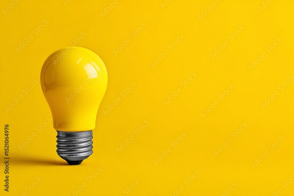 Poster bright yellow light bulb against a vibrant yellow background creating a cheerful atmosphere