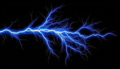 Bright Blue Lightning Bolt on Black Background