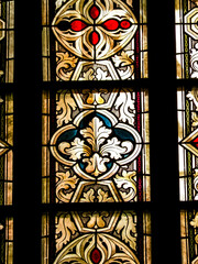 Stained glass as architecture background. Arch-see in Frombork.