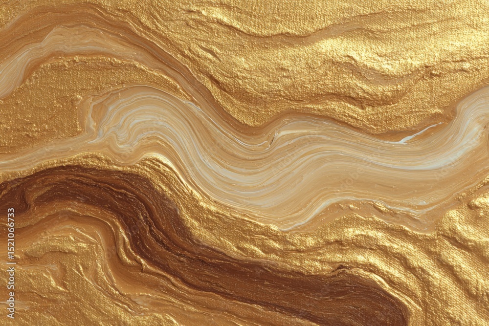 Poster abstract art featuring swirling gold and brown textures creating a luxurious visual experience