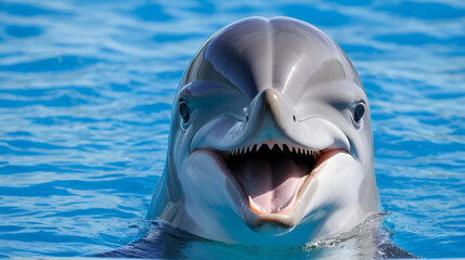 Dolphin portrait while looking at you with open mouth