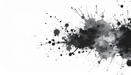 Black Ink Splatter on White Background