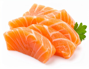 Fresh Salmon Fillet Isolated on White Background, High Quality Close Up Seafood for Culinary Use