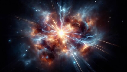 A supernova explosion frozen mid burst glowing silently in a dis