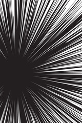 Obraz premium Comic book White radial rays, manga or anime speed lines, zoom and motion effects. Cartoon action background. Pop art style elements. Vector illustration