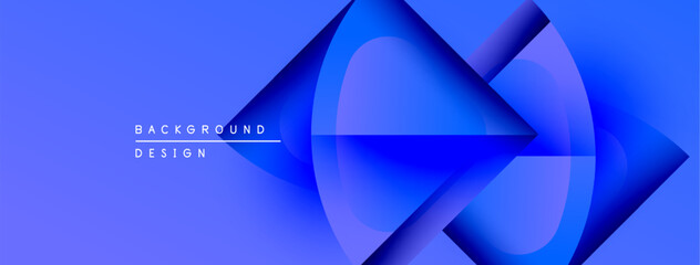 Abstract blue design features overlapping shapes, gradients, dynamic composition. Modern aesthetic suitable for backgrounds, presentations.