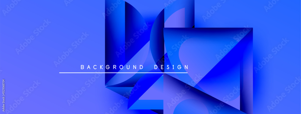 Aufkleber Abstract blue geometric shapes create modern background. Layers overlap, forming dynamic visual composition. Minimalist design elements present.