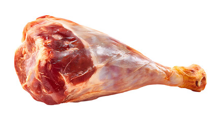 Raw turkey leg, skin-on, whole drum and thigh