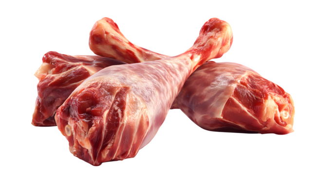 Raw turkey legs in 3D render, skin-on, large scale detail