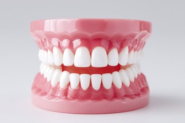 Obraz premium Model of human teeth and gums displayed for educational purposes in a well-lit setting
